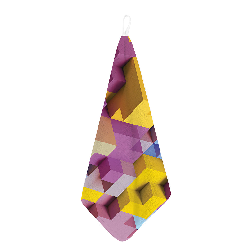 Pastel Geometric Cubic Print Hand Towel