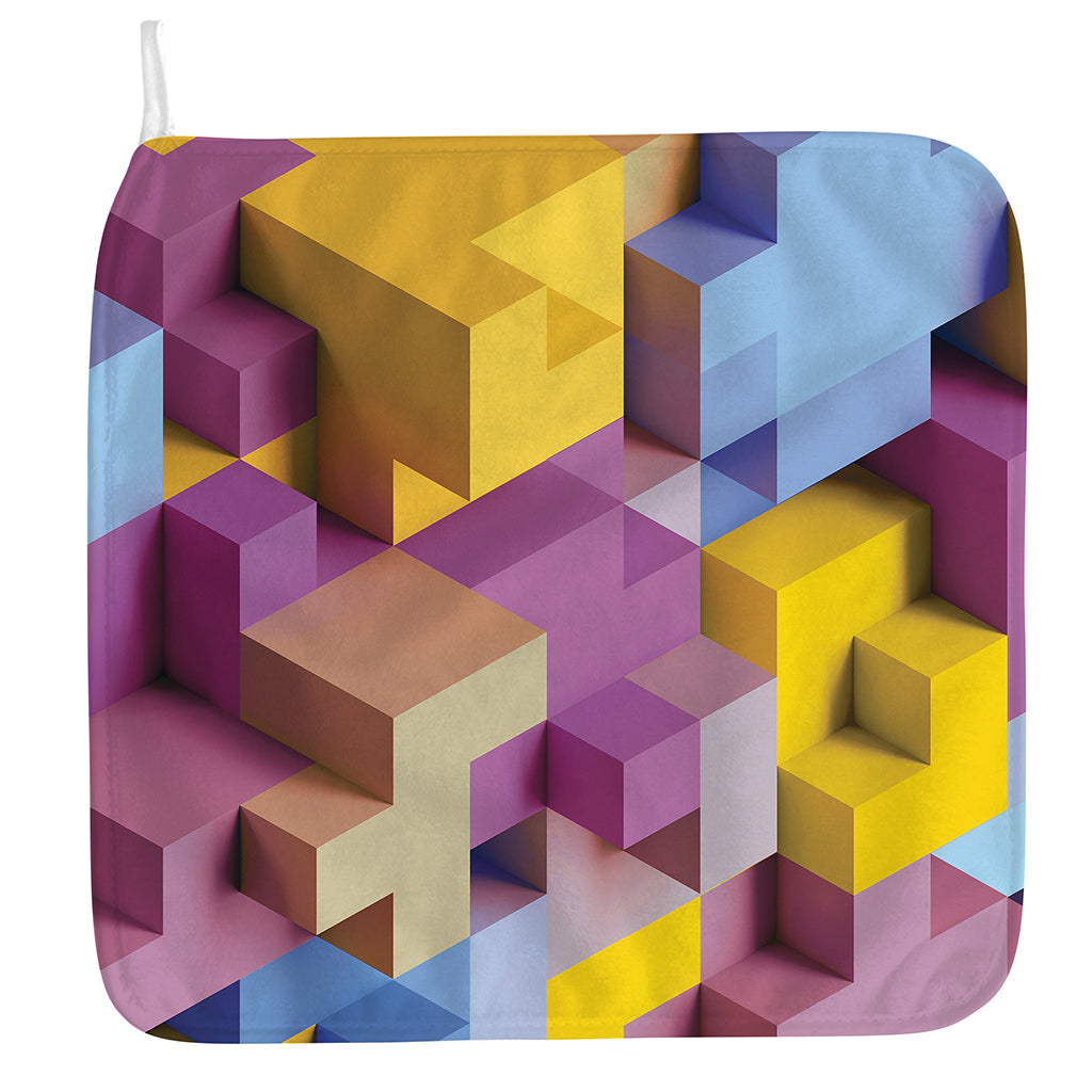 Pastel Geometric Cubic Print Hand Towel