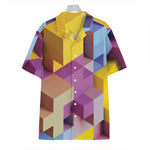 Pastel Geometric Cubic Print Hawaiian Shirt