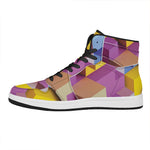 Pastel Geometric Cubic Print High Top Leather Sneakers