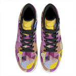 Pastel Geometric Cubic Print High Top Leather Sneakers
