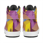 Pastel Geometric Cubic Print High Top Leather Sneakers
