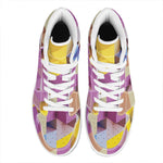Pastel Geometric Cubic Print High Top Leather Sneakers