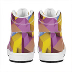Pastel Geometric Cubic Print High Top Leather Sneakers