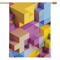 Pastel Geometric Cubic Print House Flag