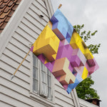 Pastel Geometric Cubic Print House Flag