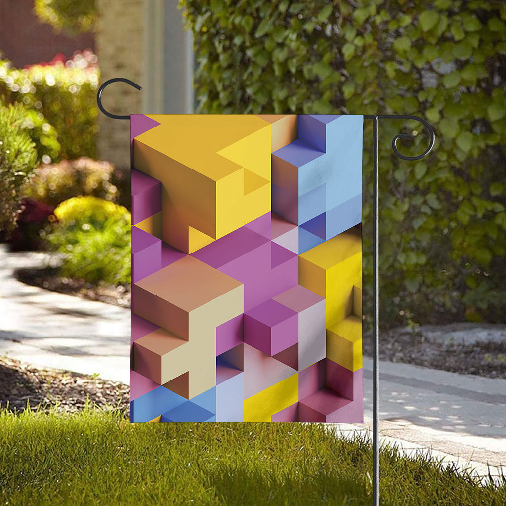 Pastel Geometric Cubic Print House Flag