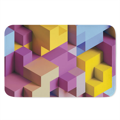 Pastel Geometric Cubic Print Indoor Door Mat