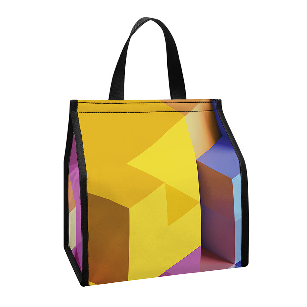 Pastel Geometric Cubic Print Insulated Lunch Tote