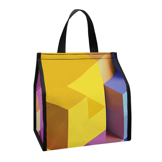 Pastel Geometric Cubic Print Insulated Lunch Tote