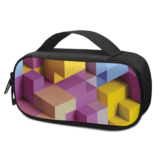 Pastel Geometric Cubic Print Insulin Cooler Travel Case