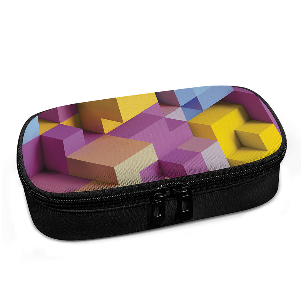 Pastel Geometric Cubic Print Insulin Cooler Travel Case