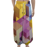 Pastel Geometric Cubic Print Lantern Pants