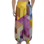 Pastel Geometric Cubic Print Lantern Pants
