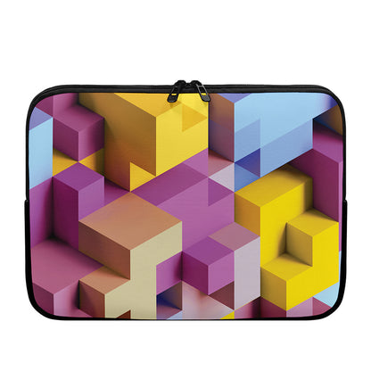 Pastel Geometric Cubic Print Laptop Sleeve