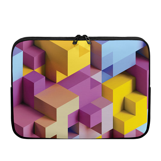Pastel Geometric Cubic Print Laptop Sleeve