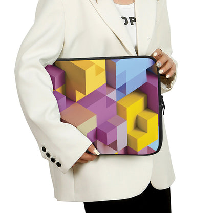 Pastel Geometric Cubic Print Laptop Sleeve