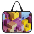 Pastel Geometric Cubic Print Laptop Sleeve With Handle