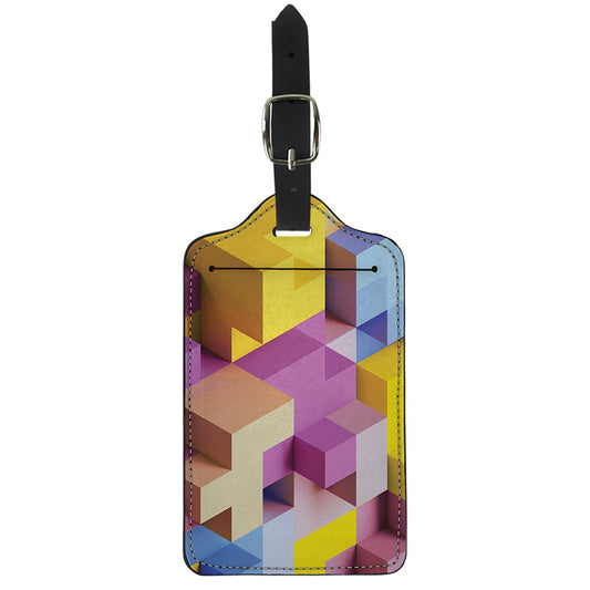 Pastel Geometric Cubic Print Luggage Tag