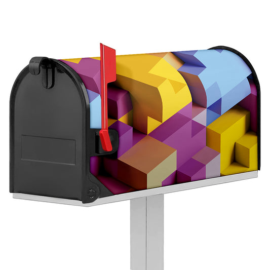 Pastel Geometric Cubic Print Mailbox Cover