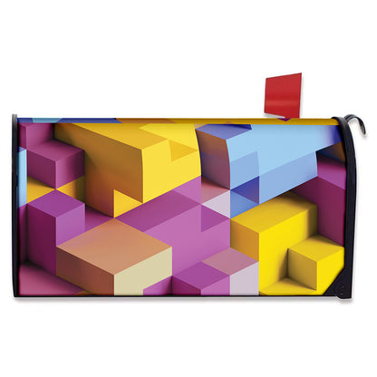 Pastel Geometric Cubic Print Mailbox Cover