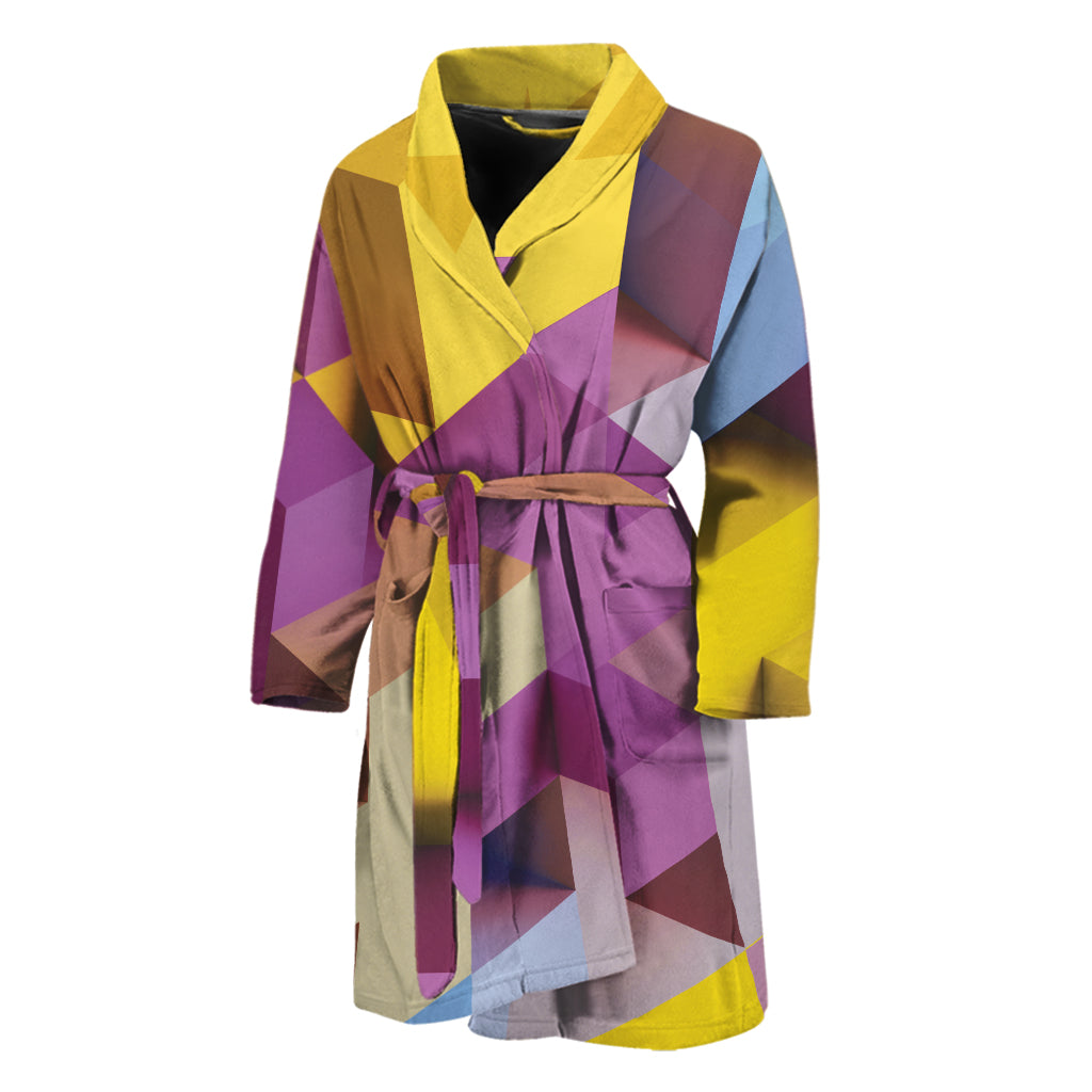 Pastel Geometric Cubic Print Men's Bathrobe