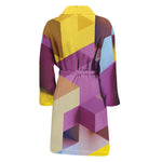 Pastel Geometric Cubic Print Men's Bathrobe