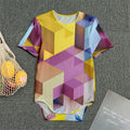 Pastel Geometric Cubic Print Men's Bodysuit