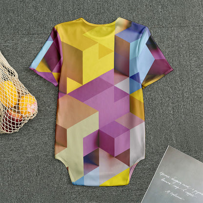 Pastel Geometric Cubic Print Men's Bodysuit