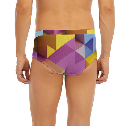 Pastel Geometric Cubic Print Men's Briefs