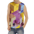 Pastel Geometric Cubic Print Men's Fitness Tank Top