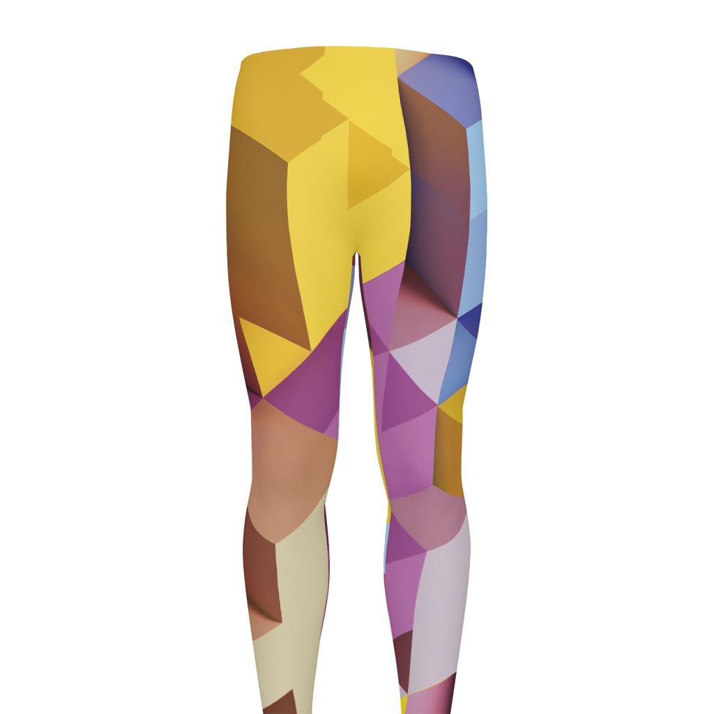 Pastel Geometric Cubic Print Men's leggings