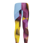 Pastel Geometric Cubic Print Men's leggings