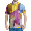 Pastel Geometric Cubic Print Men's Polo Shirt