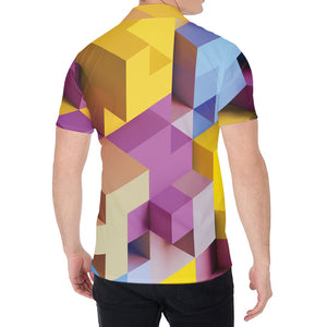 Pastel Geometric Cubic Print Men's Shirt