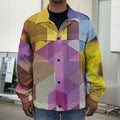 Pastel Geometric Cubic Print Men's Shirt Jacket