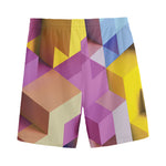 Pastel Geometric Cubic Print Men's Sports Shorts