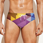 Pastel Geometric Cubic Print Men's Swim Briefs
