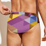 Pastel Geometric Cubic Print Men's Swim Briefs