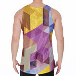 Pastel Geometric Cubic Print Men's Velvet Tank Top