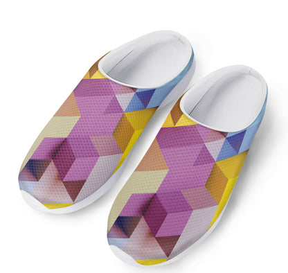 Pastel Geometric Cubic Print Mesh Casual Shoes