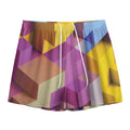Pastel Geometric Cubic Print Mesh Shorts