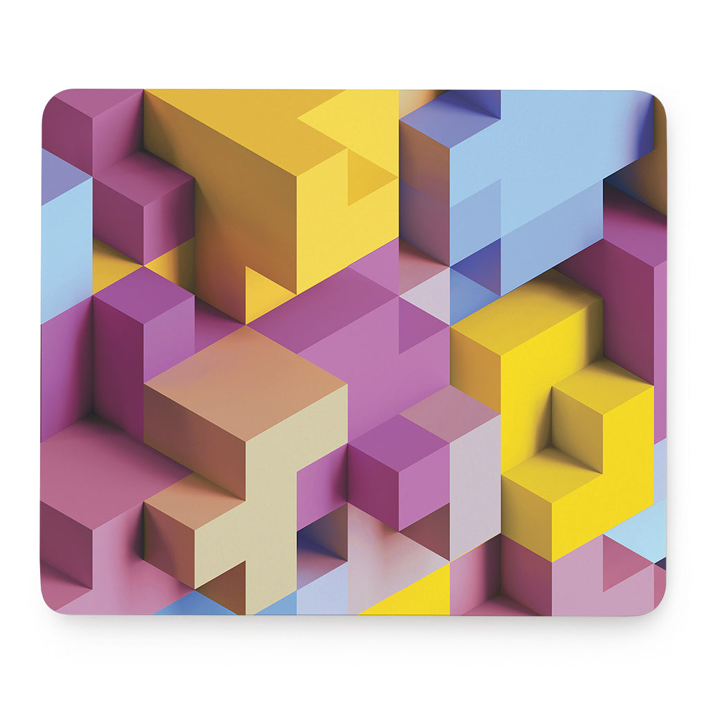 Pastel Geometric Cubic Print Mouse Pad