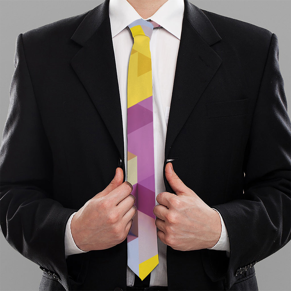 Pastel Geometric Cubic Print Necktie