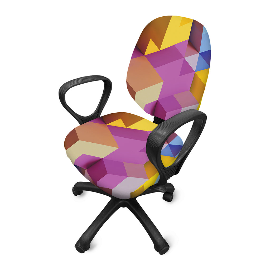 Pastel Geometric Cubic Print Office Chair Cover