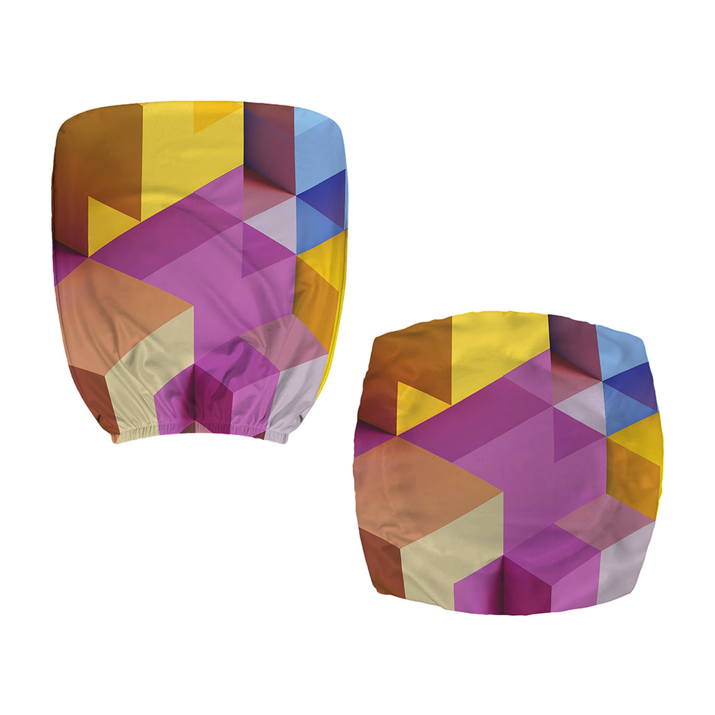 Pastel Geometric Cubic Print Office Chair Cover