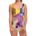 Pastel Geometric Cubic Print One Piece Swimsuit