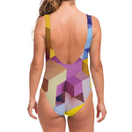 Pastel Geometric Cubic Print One Piece Swimsuit