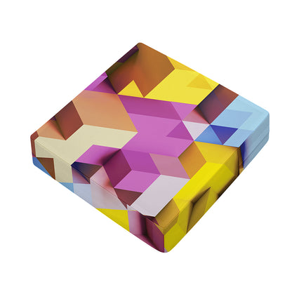 Pastel Geometric Cubic Print Outdoor Seat Cushion Cover