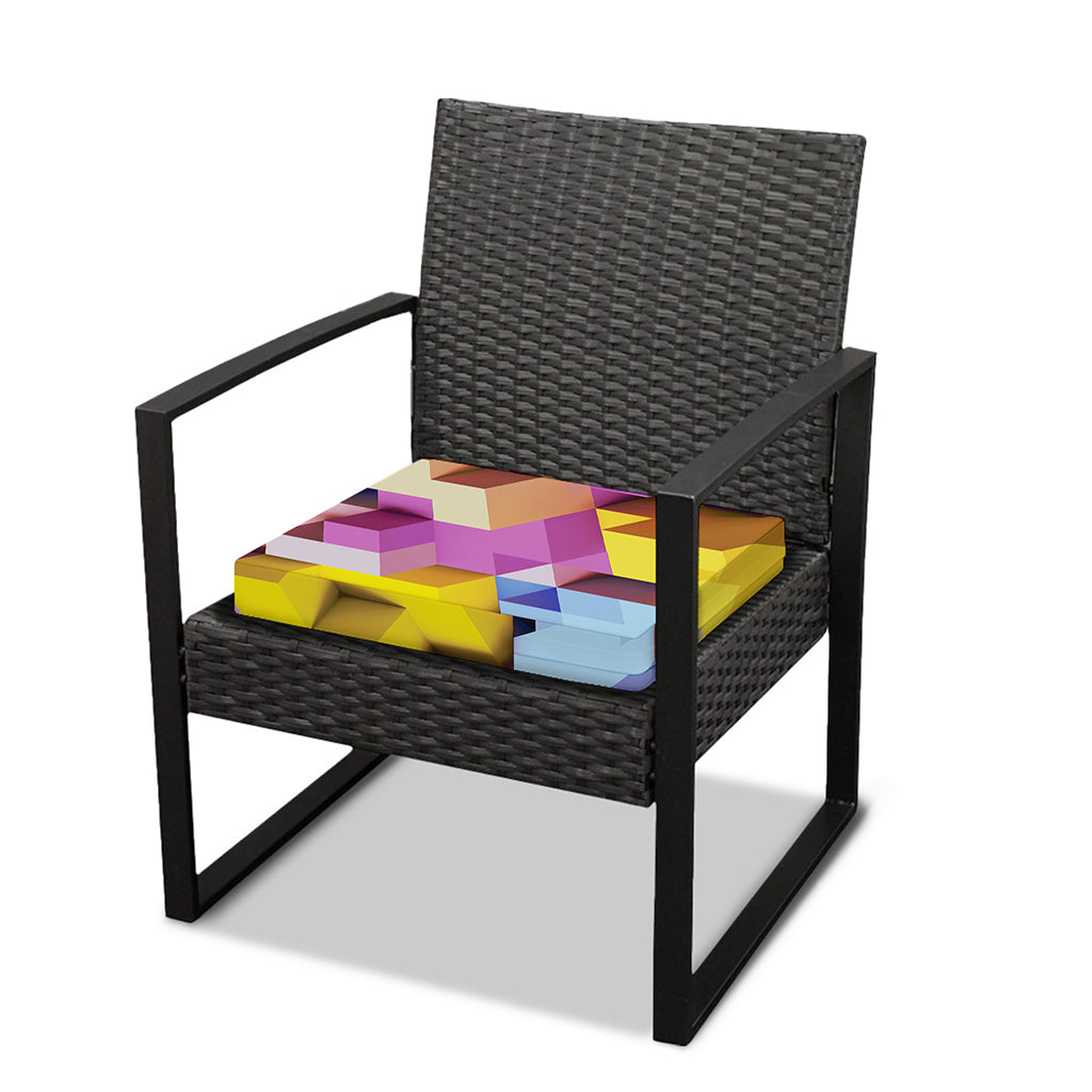 Pastel Geometric Cubic Print Outdoor Seat Cushion Cover